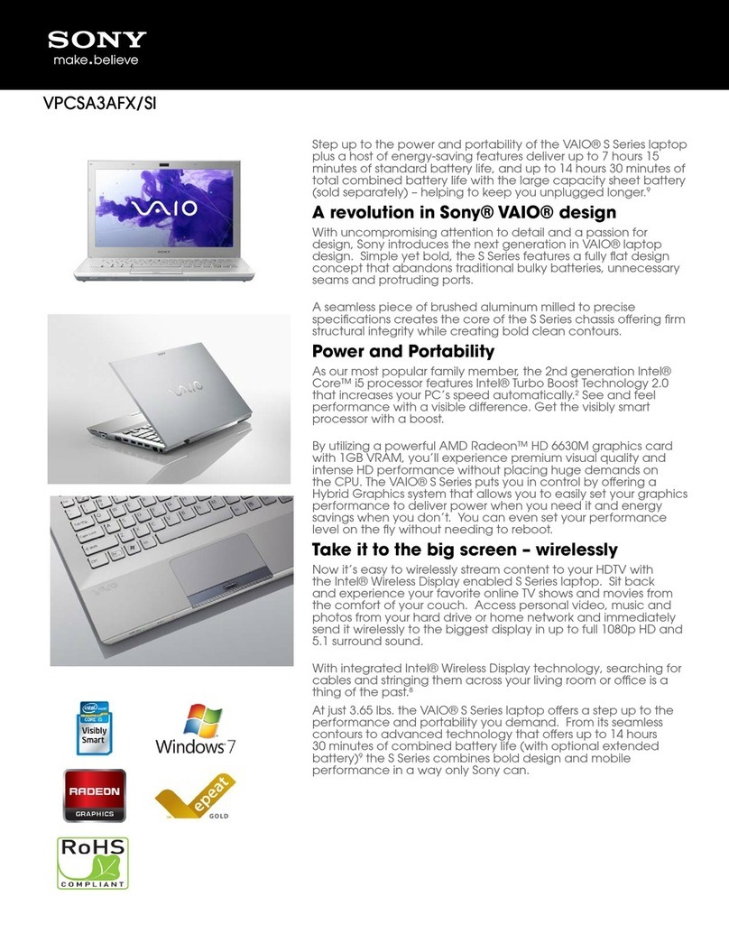 Sony VAIO VPCSA3AFX/SI User manual Sony VAIO VPCSA3AFX/SI User manual