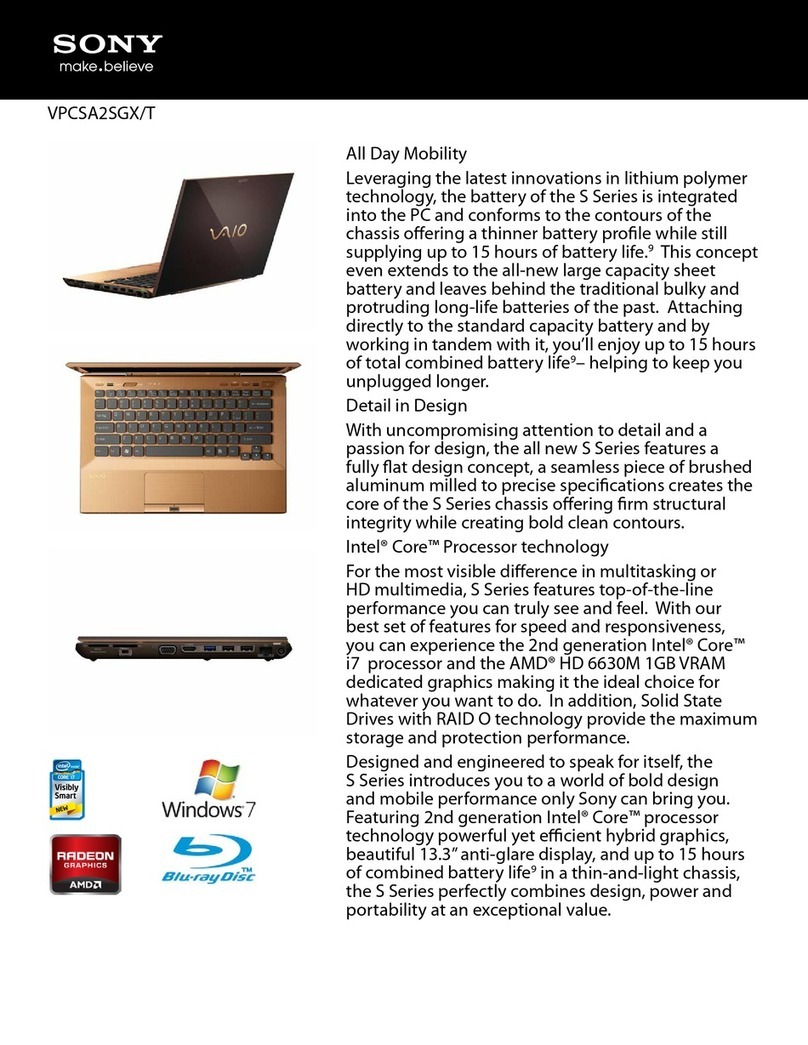 Sony VAIO VPCSA2SGX/T Specifications