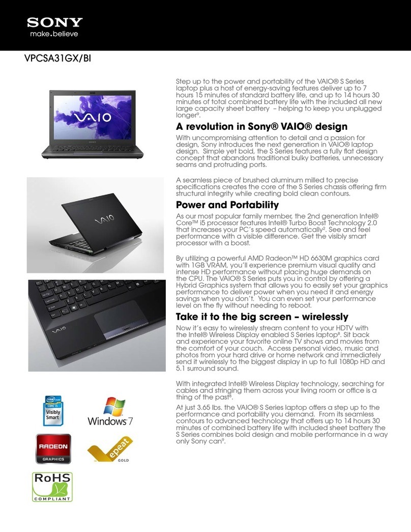 Sony VAIO VPCSA31GX/BI User manual