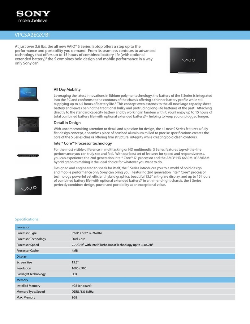 Sony VAIO VPCSA2EGXBI User manual