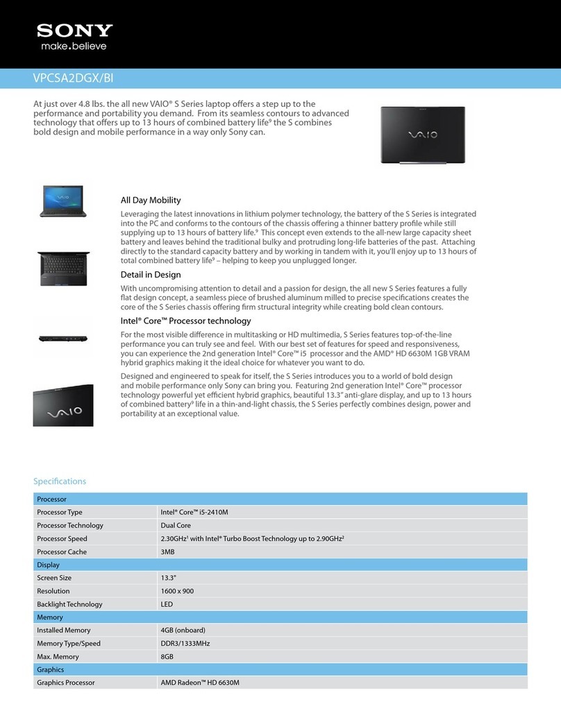 Sony VAIO VPCSA2DGXBI User manual