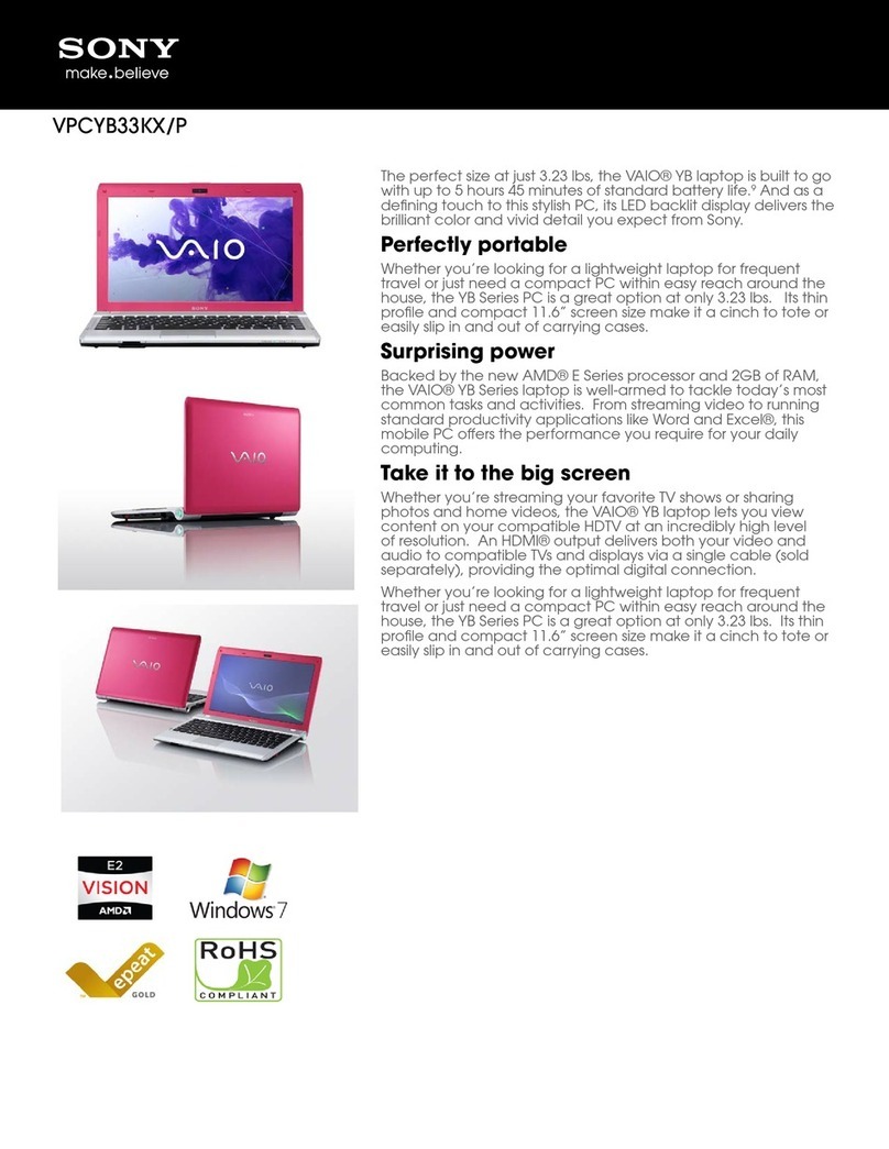 Sony VAIO VPCYB33KX/P User manual