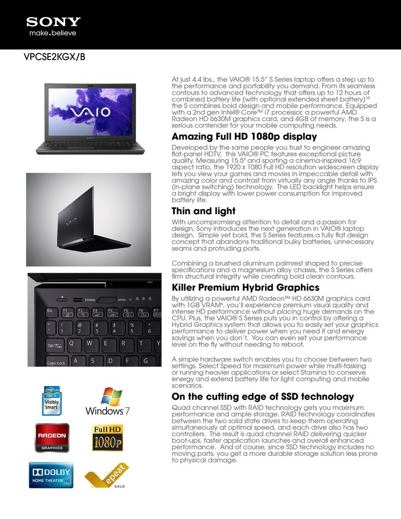 Sony VAIO VPCSE2KGX/B User manual