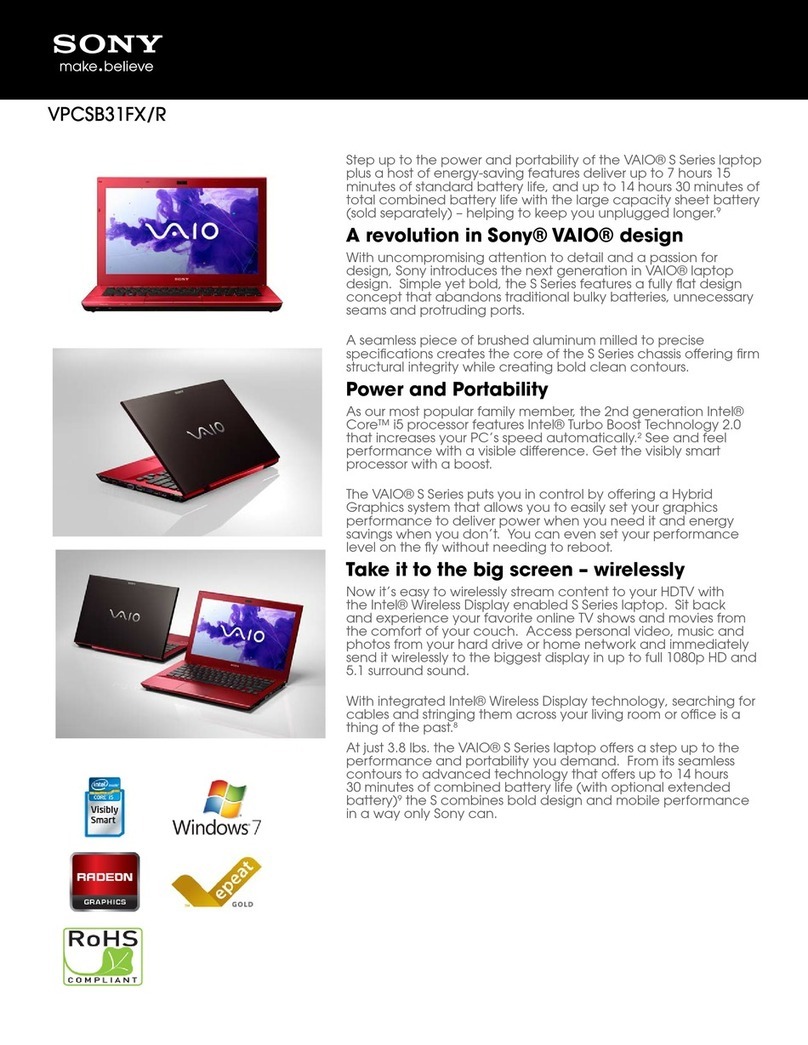 Sony VAIO VPCSB31FX/R User manual
