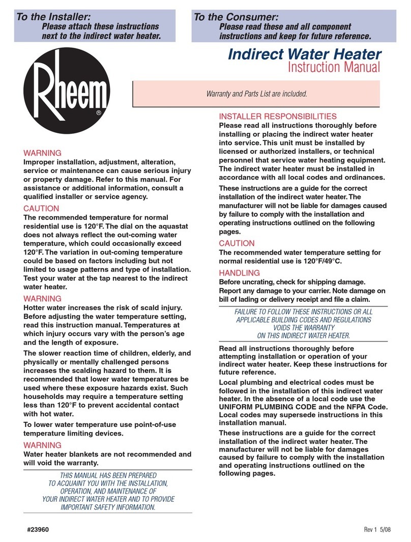 Rheem Indirect Water Heater User manual