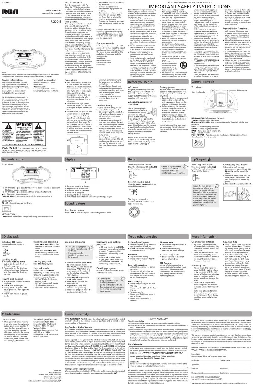 RCA RCD045 user manual