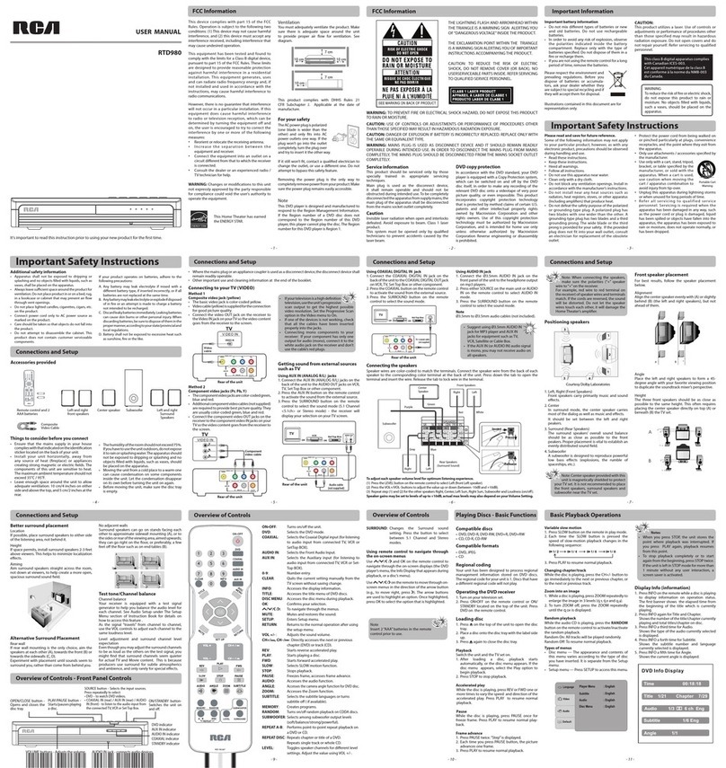 RCA RTD980 User manual