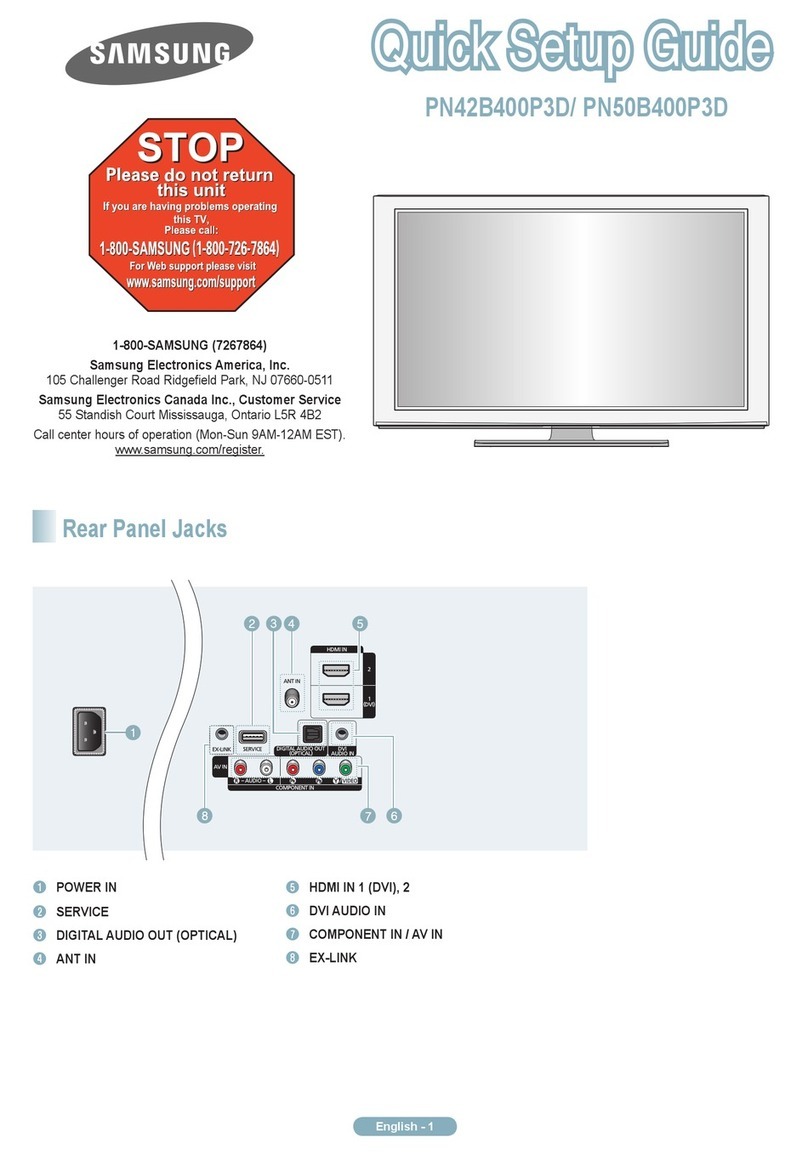 Samsung PN42B400P3D Quick setup guide