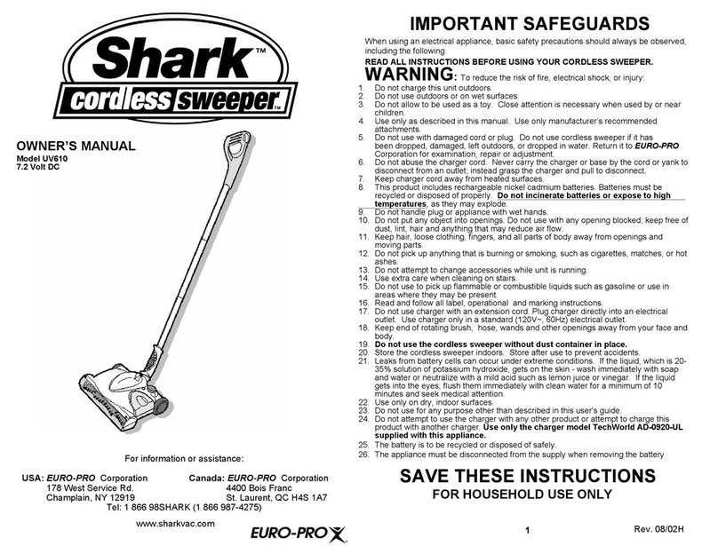 Shark EURO-PRO UV610 User manual