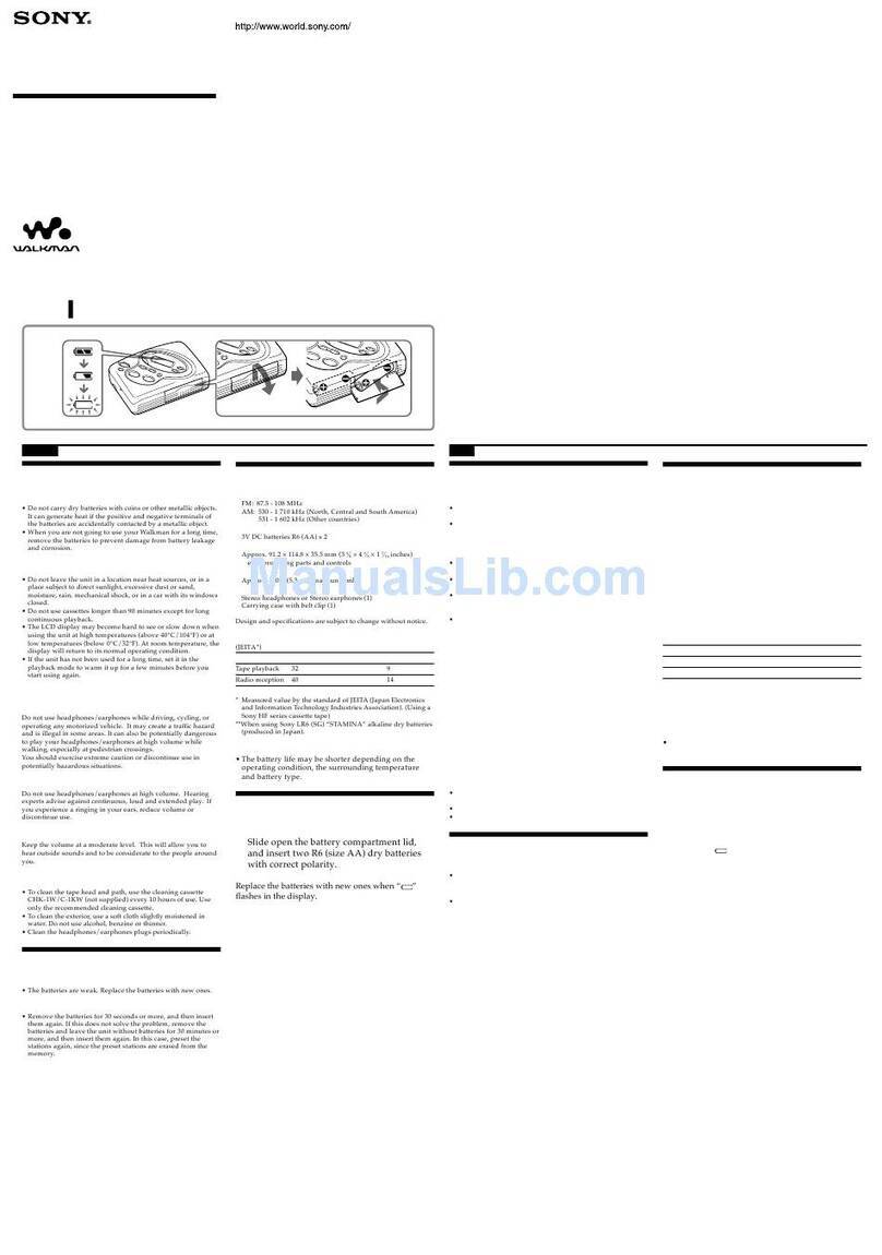 Sony Walkman WM-FX481 User manual