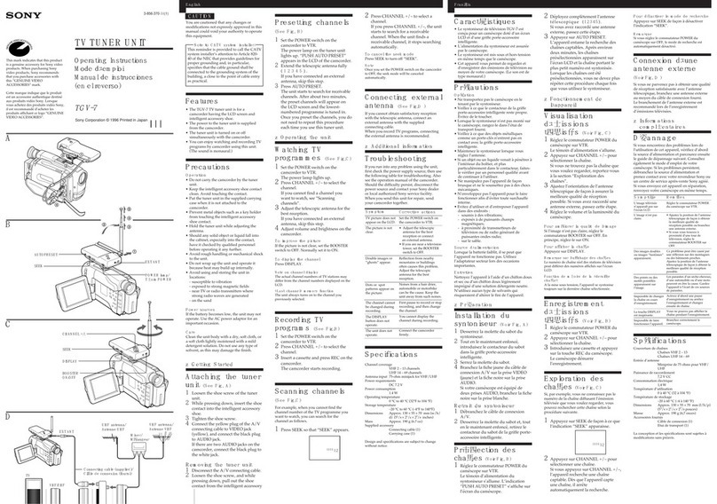 Sony TGV-7 User manual