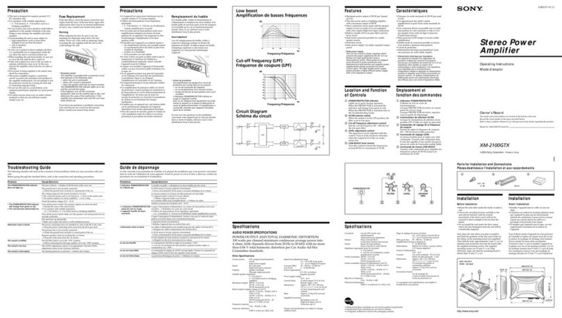 Sony XM-2100GTX - Stereo Power Amplifier User manual