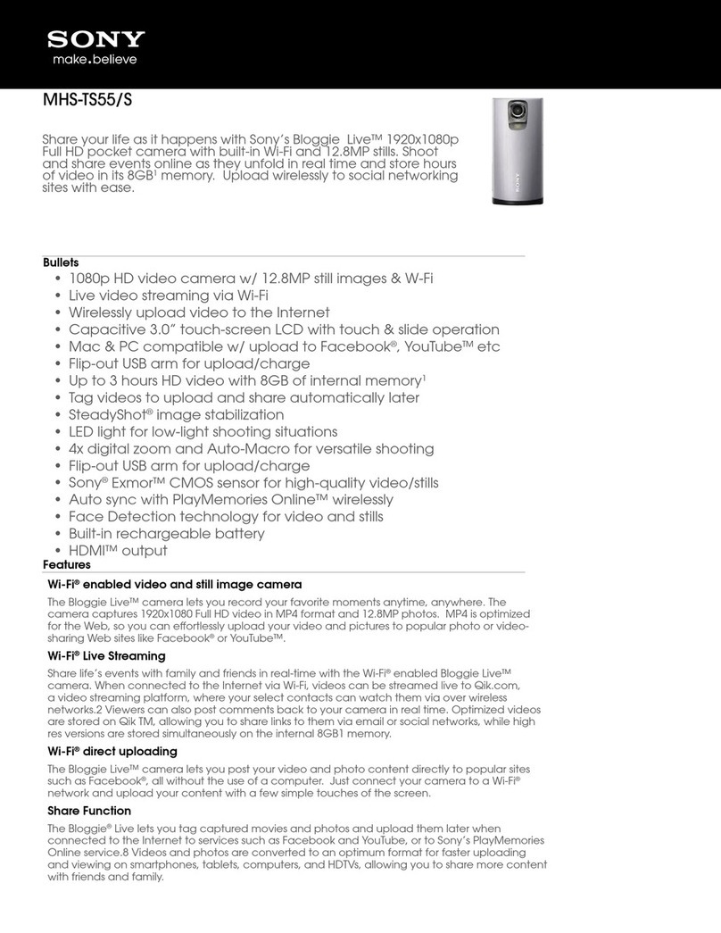 Sony Bloggie Live MHS-TS55/S Specification sheet