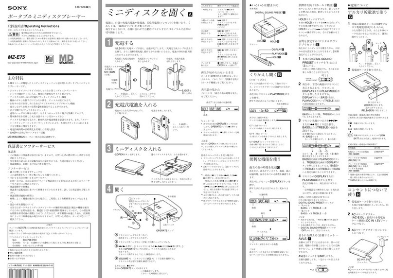 Sony MD Walkman MZ-E75 User manual