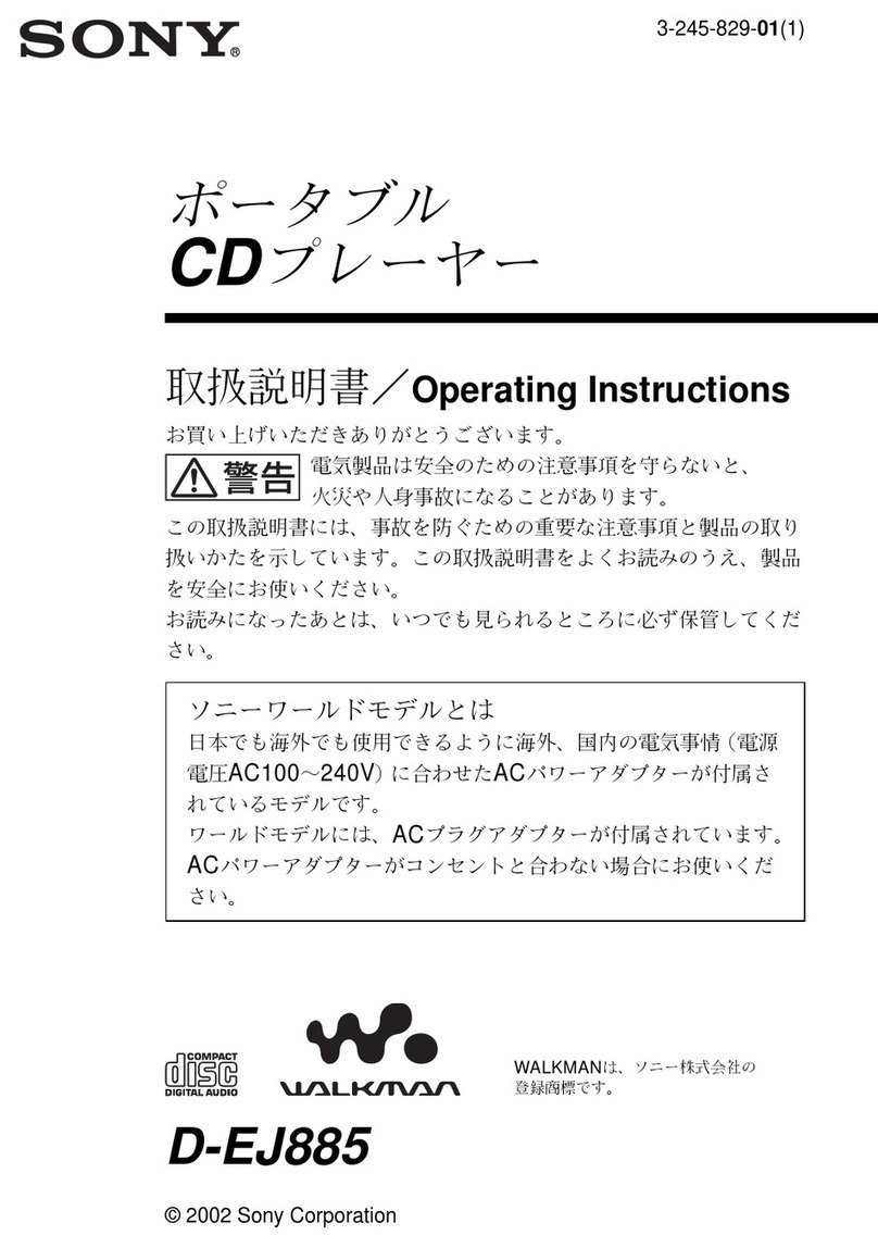 Sony CD Walkman D-EJ885 User manual