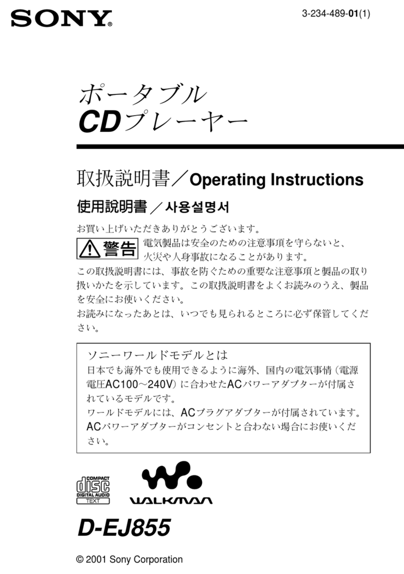 Sony CD Walkman D-EJ855 User manual