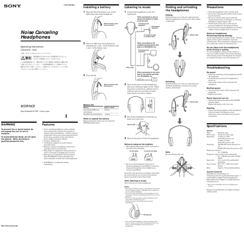 Sony MDR NC5 User manual