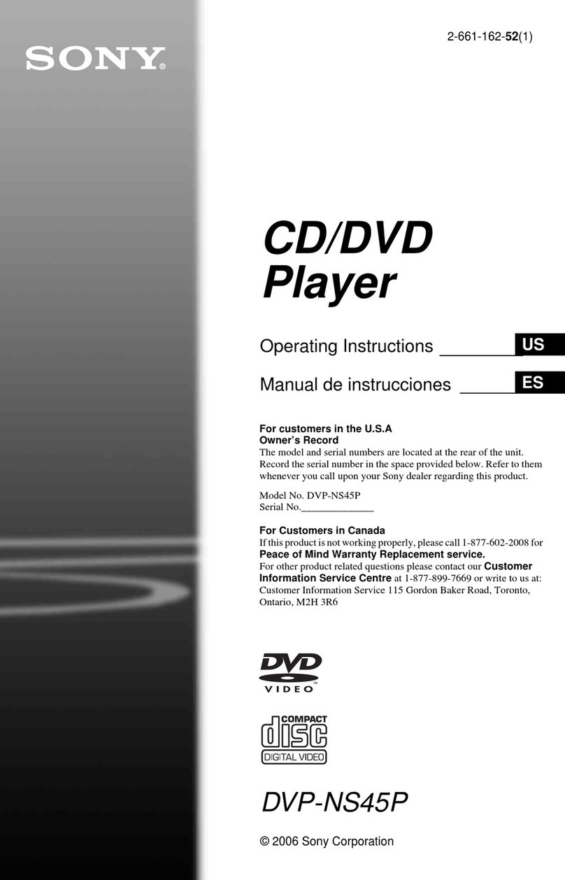 Sony DVP-NS45P - Cd/dvd Player operating instructions