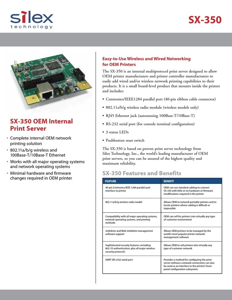 Silex technology OEM Interna Print Server SX-350 Brochure & specs