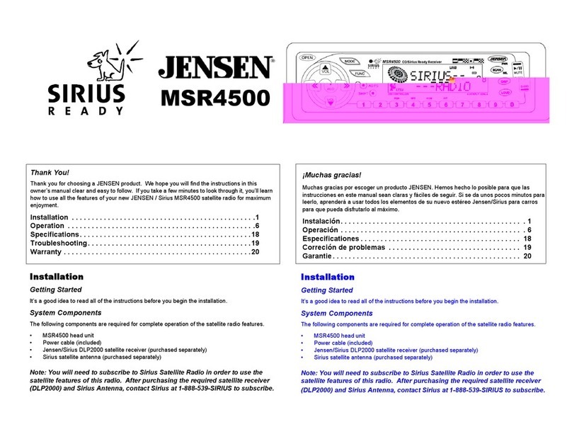 Jensen MSR4500 owner's manual