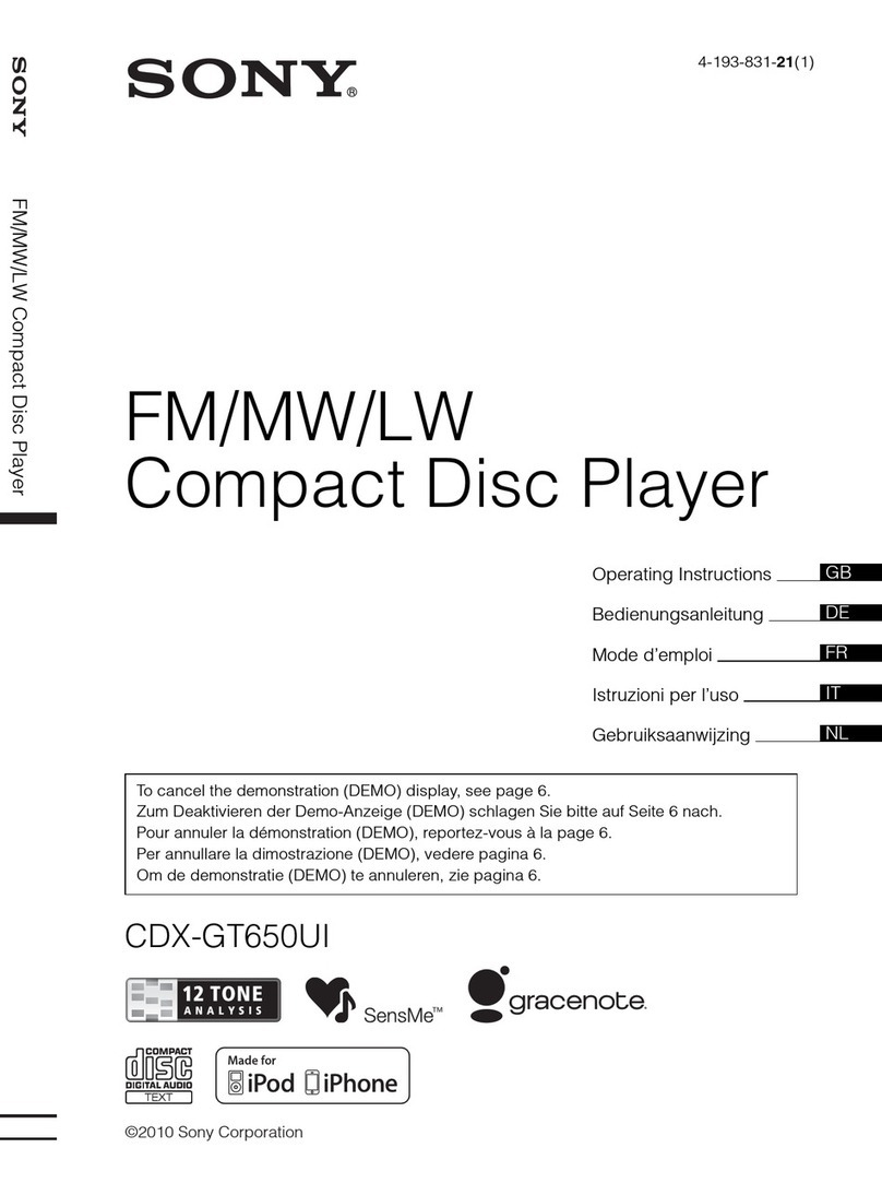 Sony CDX-GT650UI - Fm/am Compact Disc Player operating instructions