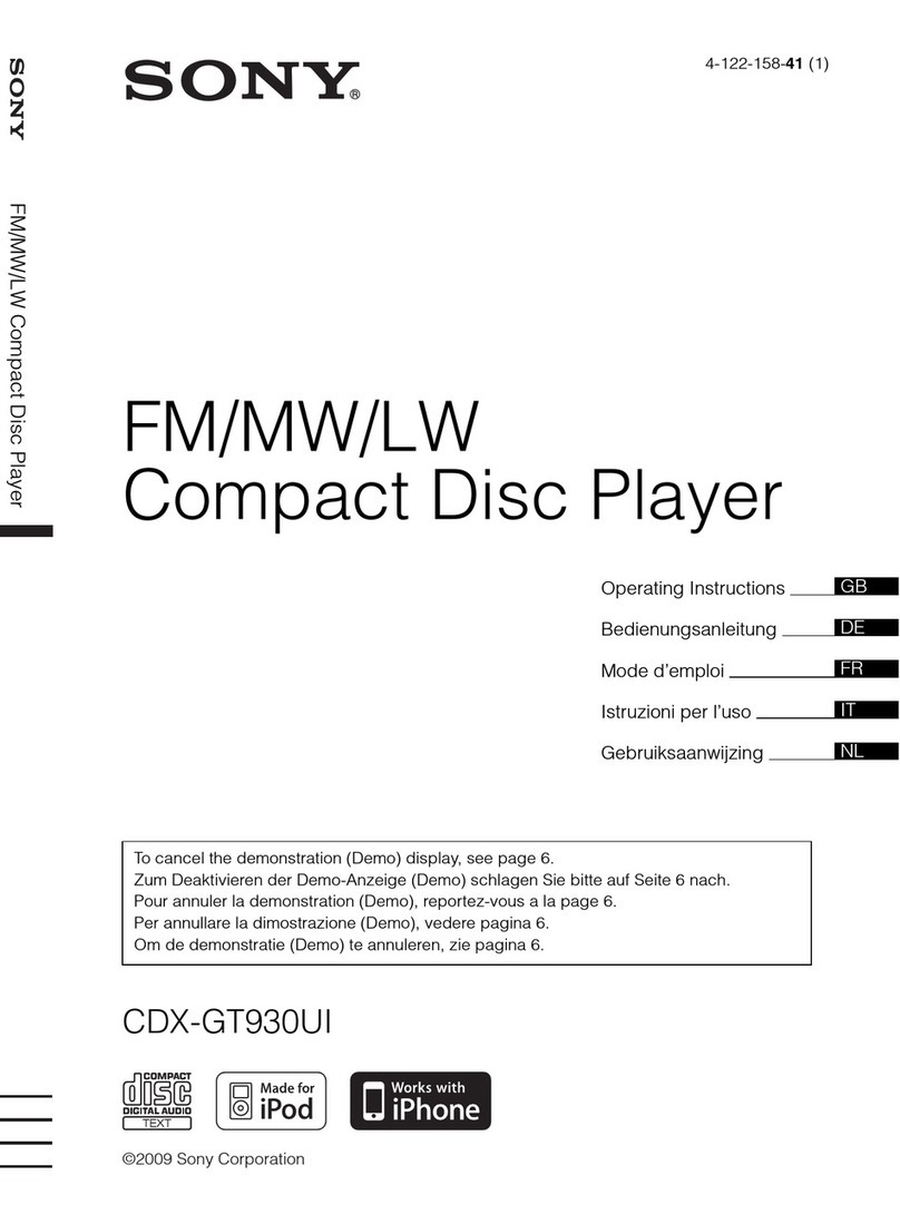 Sony CDX-GT930UI - Fm/am Compact Disc Player User manual