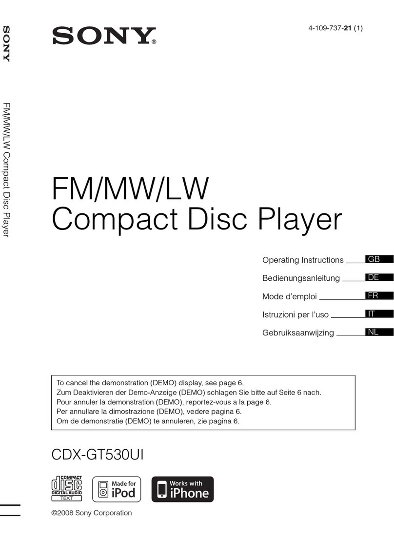 Sony CDXGT530UI - CD Receiver MP3/WMA/AAC Player User manual