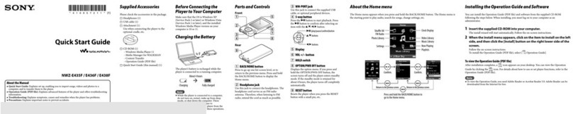 Sony NWZ-E435F - 2gb Walkman Video Mp3 Player quick start guide