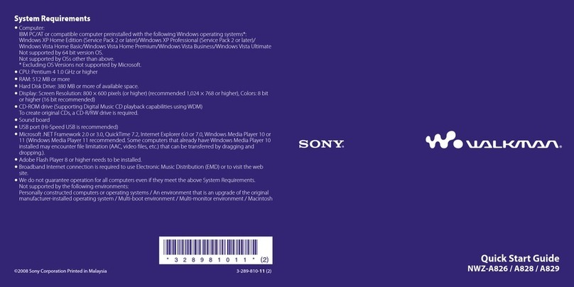 Sony Walkman NWZ-A826 User manual