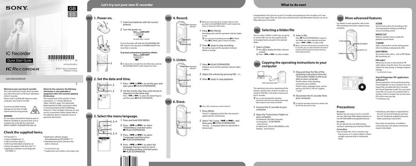 Sony ICD-PX312 quick start guide