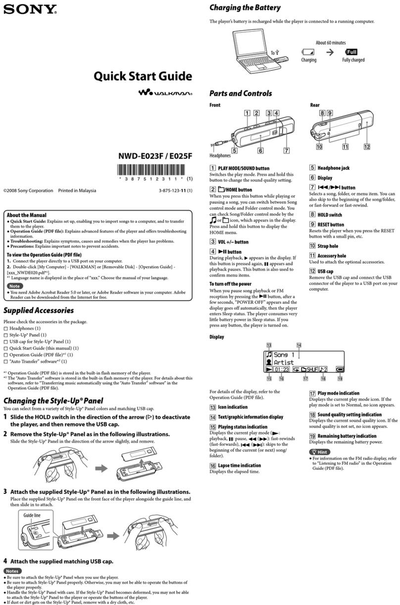 Sony Walkman NWD-E023F User manual