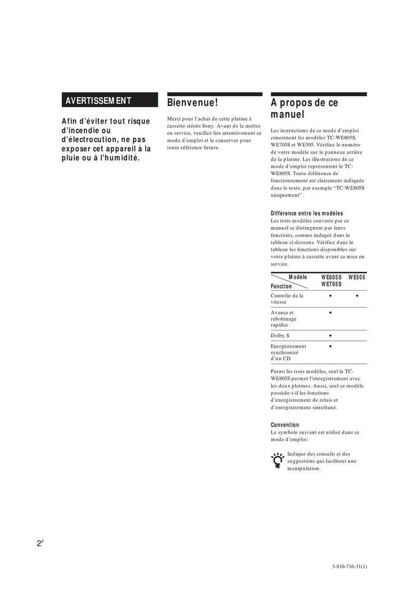 Sony TC-WE805S Installation instructions manual Sony TC-WE805S Installation instructions manual