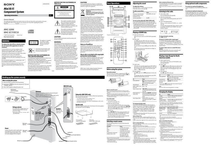 Sony MHC-EC55 User manual