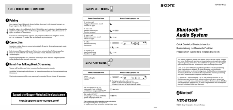 Sony MEXBT2600 - Bluetooth CD Receiver User manual