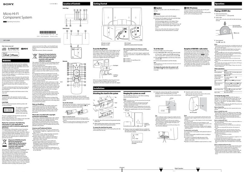 Sony CMT-CX5BIP operating instructions