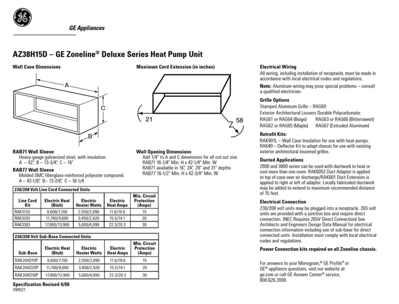 GE Zoneline AZ38H15DAB User manual GE Zoneline AZ38H15DAB User manual