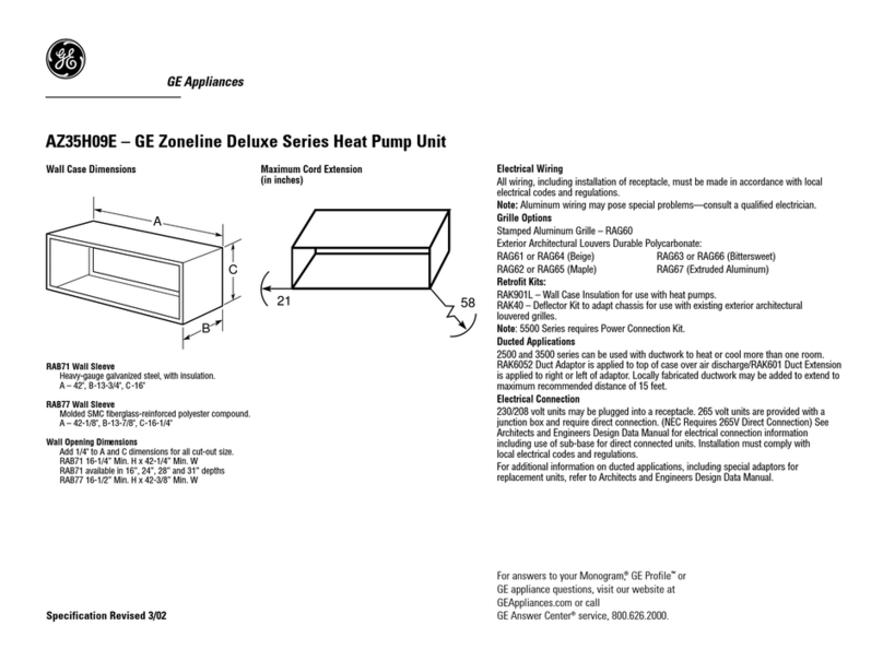 GE Zoneline AZ35H09E5B User manual GE Zoneline AZ35H09E5B User manual