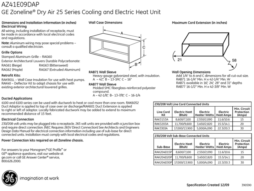 GE Zoneline AZ41E09DAP User instructions
