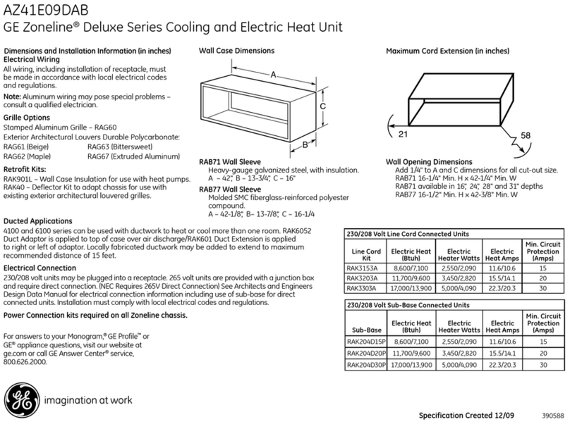 GE Zoneline AZ41E09DAB Manual