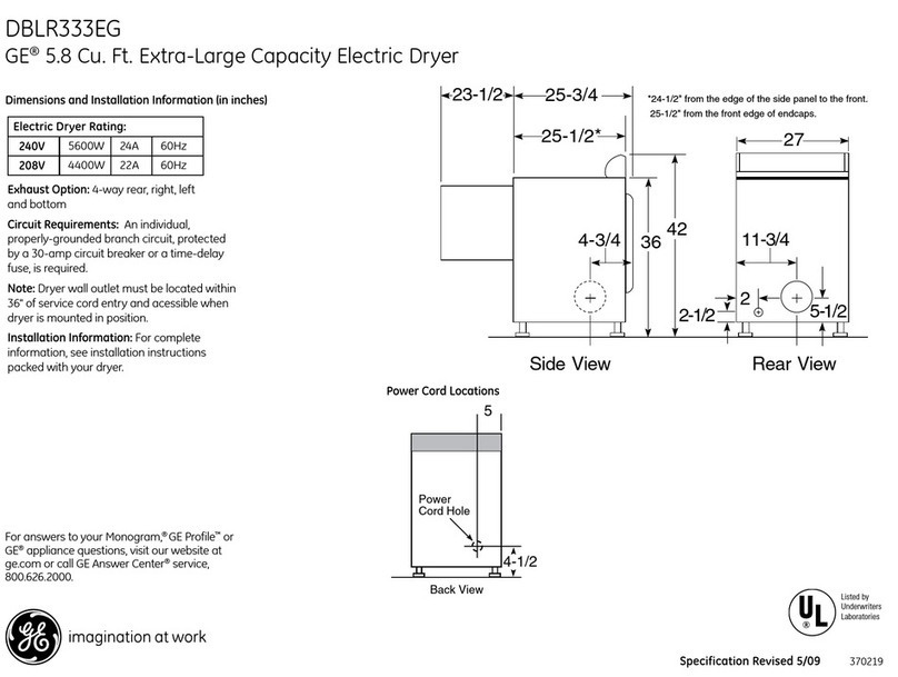 GE DBLR333EG Manual