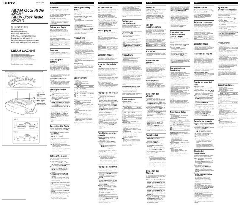 Sony ICF-C211 - Am/fm Clock Radio User manual