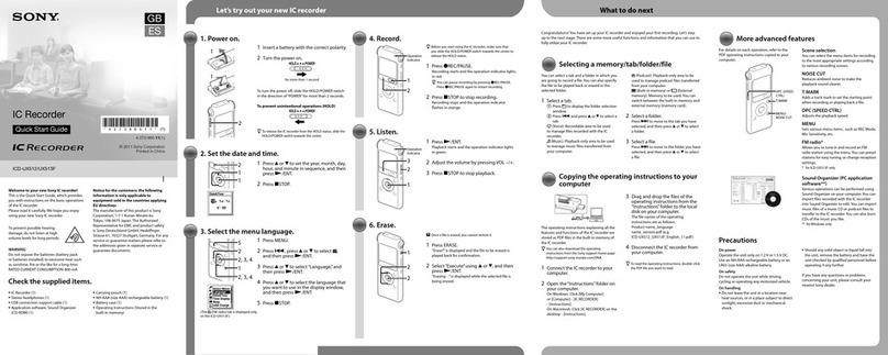 Sony ICD-UX512 quick start guide