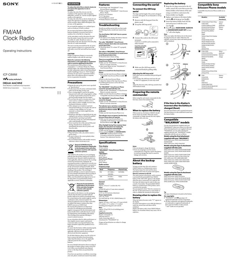 Sony ICF-C8WM User manual