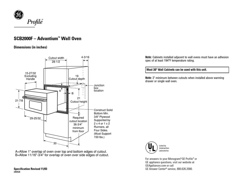 GE Profile Advantium SCB2000F Dimensions