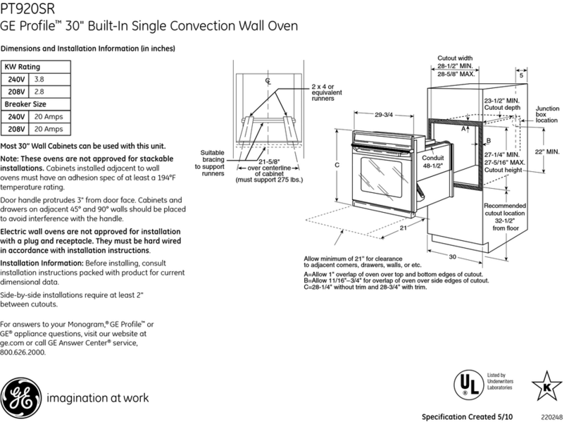 GE Profile PT920SRSS Manual