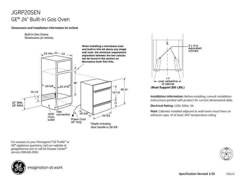 GE JGRP20SENSS Dimensions and installation information