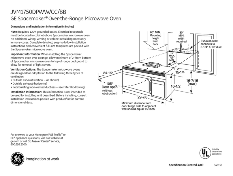 GE Spacemaker JVM1750DP Manual