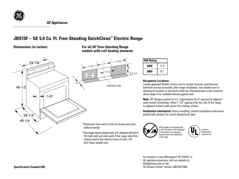 GE QuickClean JBS15F Specifications