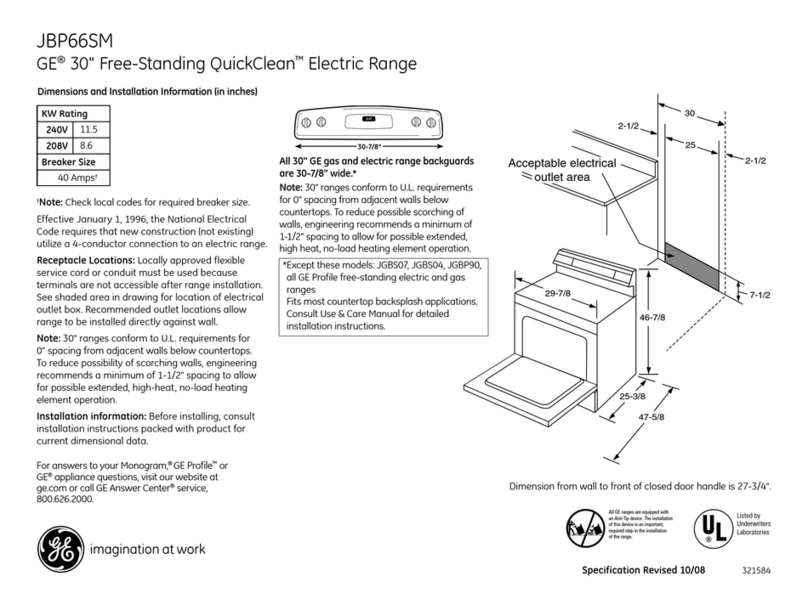 GE JBP66SMSS - 30" Electric Range Manual
