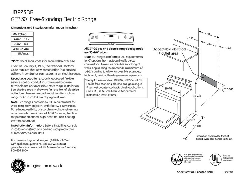 GE JBP23DR Dimensions and installation information